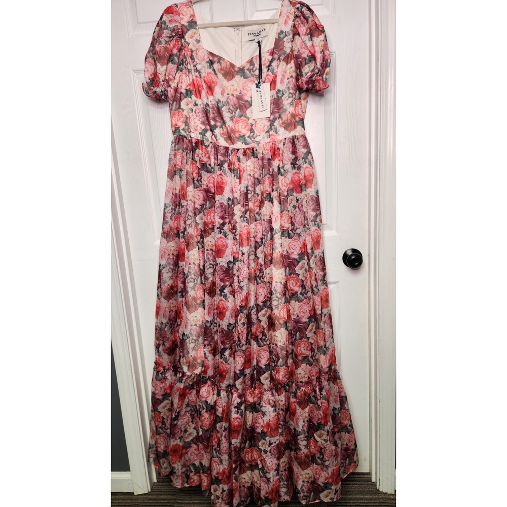 Jessakae Women 1X Peony Multi-color Floral Maxi Dress Valentines Day Romance NWT